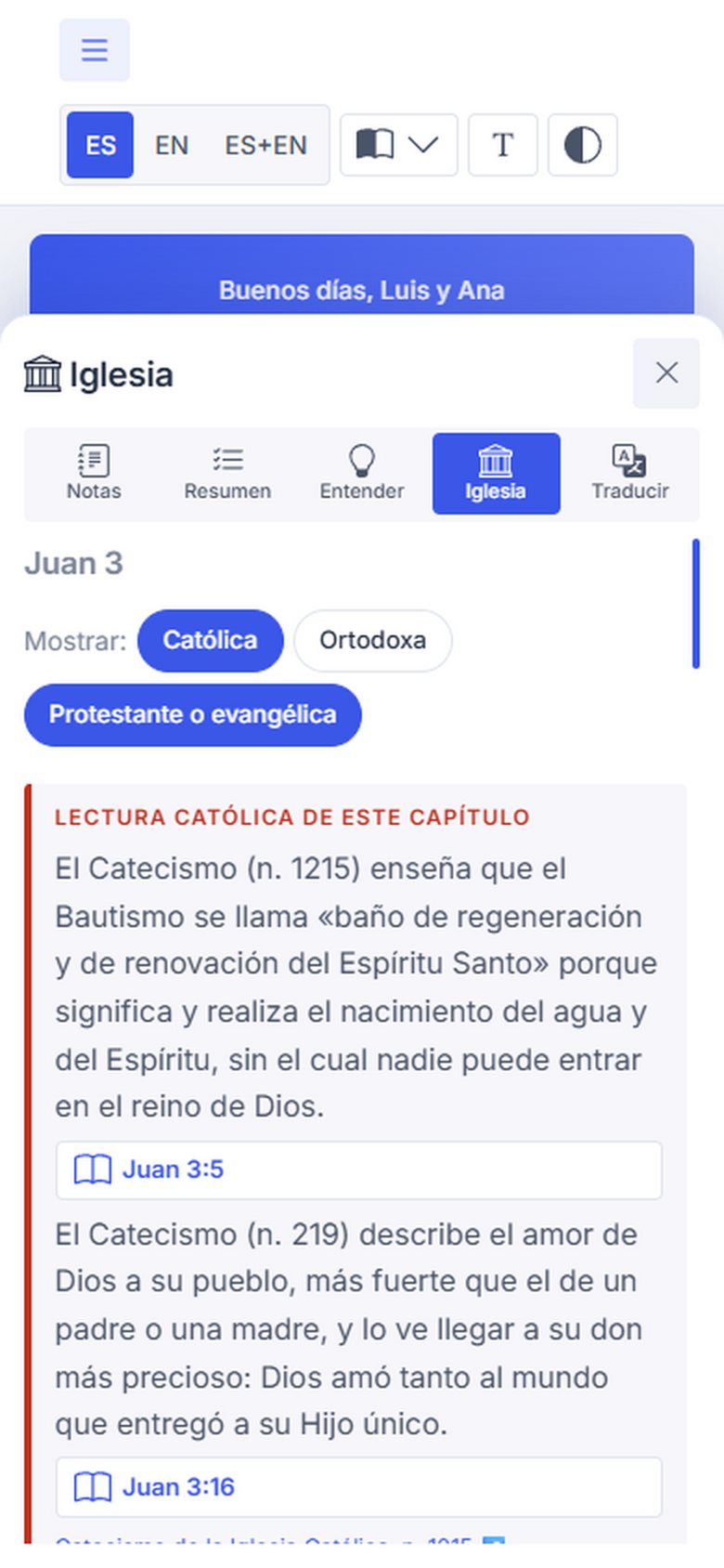 Las lecturas católica, ortodoxa y protestante de un capítulo